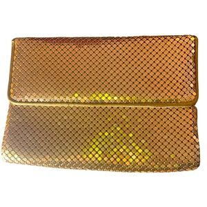 Vintage Whiting and Davis‎ 1980s Gold Mesh Clutch or Shoulder Bag, EUC
